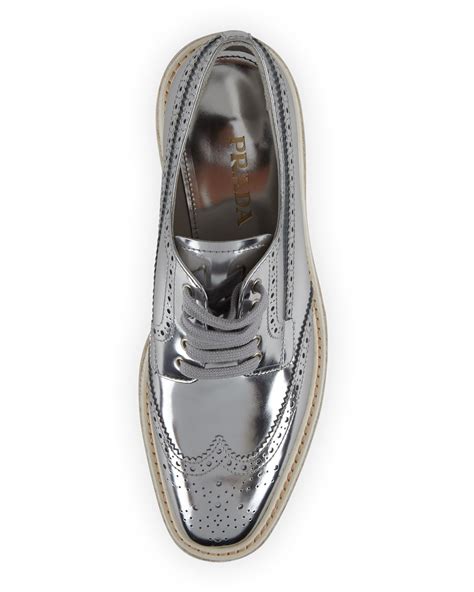 silver prada wingtip|Prada Metallic Wing.